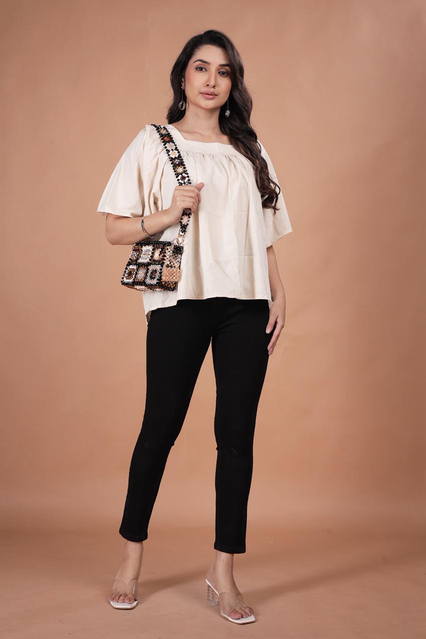 Handmade Crystal Beaded Crossbody Bag - Retro Granny Square Design - Neutral Black, Cream & Brown Woven Shoulder Purse with Matching Strap